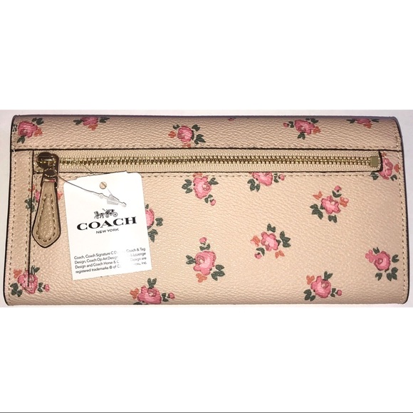 Coach Tossed Peonies Wallet In Blush Pink - Picture 2 of 7